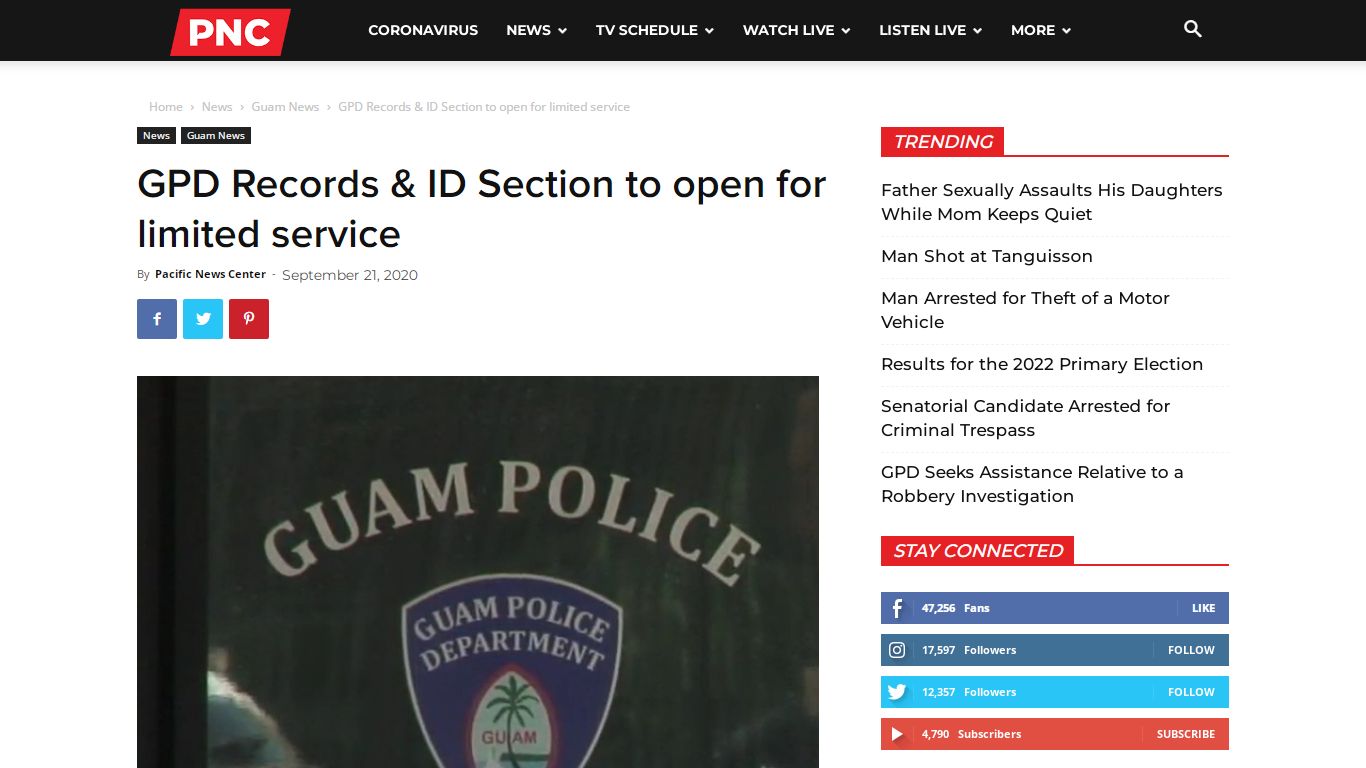 GPD Records & ID Section to open for limited service
