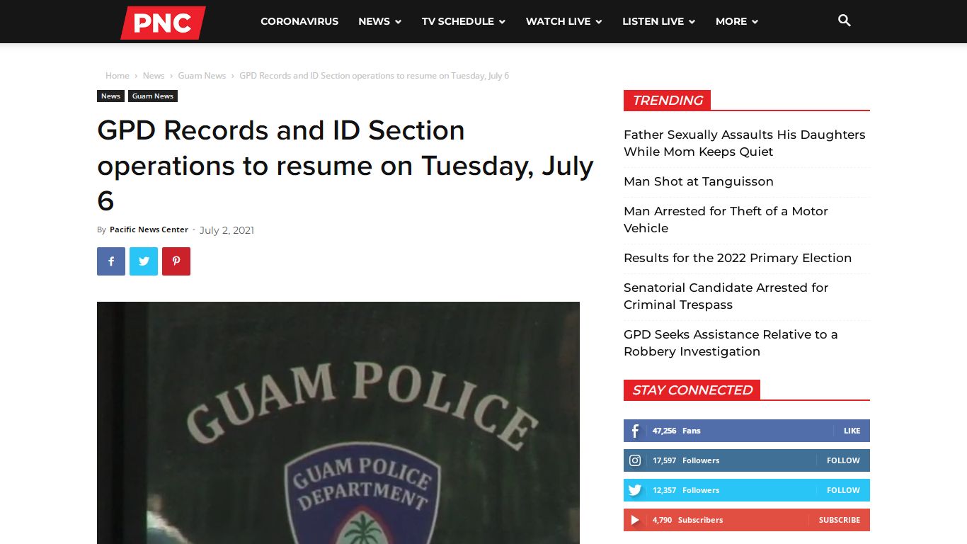 GPD Records and ID Section operations to resume on Tuesday, July 6