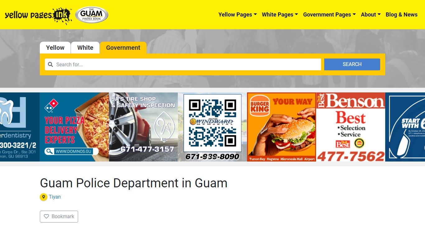 Guam Police Department in Guam - Guam Phone Book
